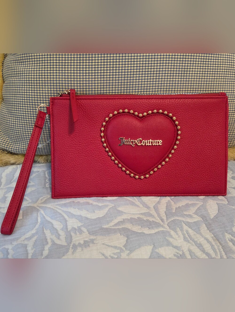 Juicy Couture "Love Never Dies" Studded Heart Wristlet Clutch Wallet
